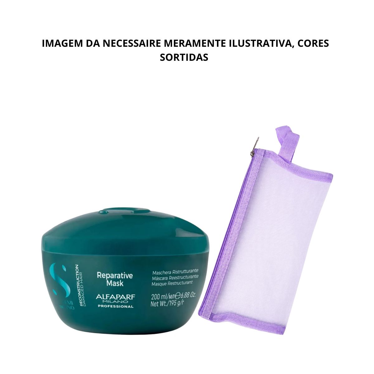 KIT ALFAPARF MÁSCARA SEMI DI LINO RECONS DAMAGED 200ML + NECESSAIRE