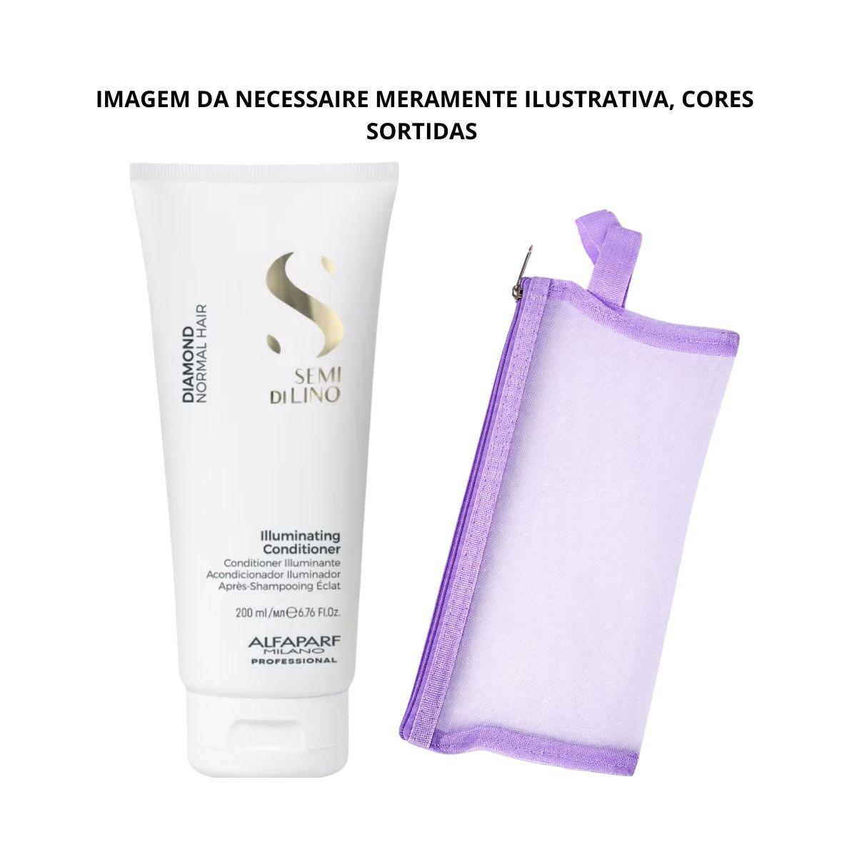 KIT ALFAPARF CONDICIONADOR SEMI DI LINO ILLUMINATING DIAMOND 200ML + NECESSAIRE