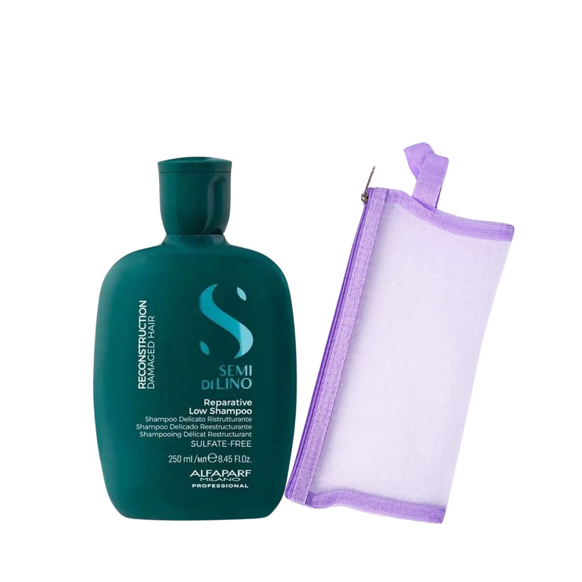 KIT ALFAPARF SHAMPOO SEMI DI LINO RECONSTRUCTION DAMAGED 250ML + NECESSAIRE