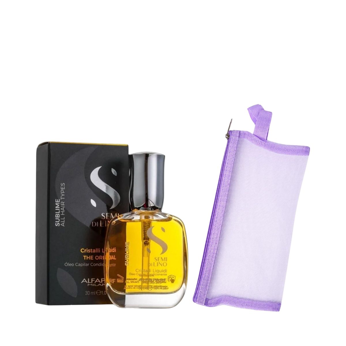 KIT ALFAPARF SEMI DI LINO ÓLEO CAPILAR SUBLIME CRISTALLI LÍQUIDI 30ML + NECESSAI