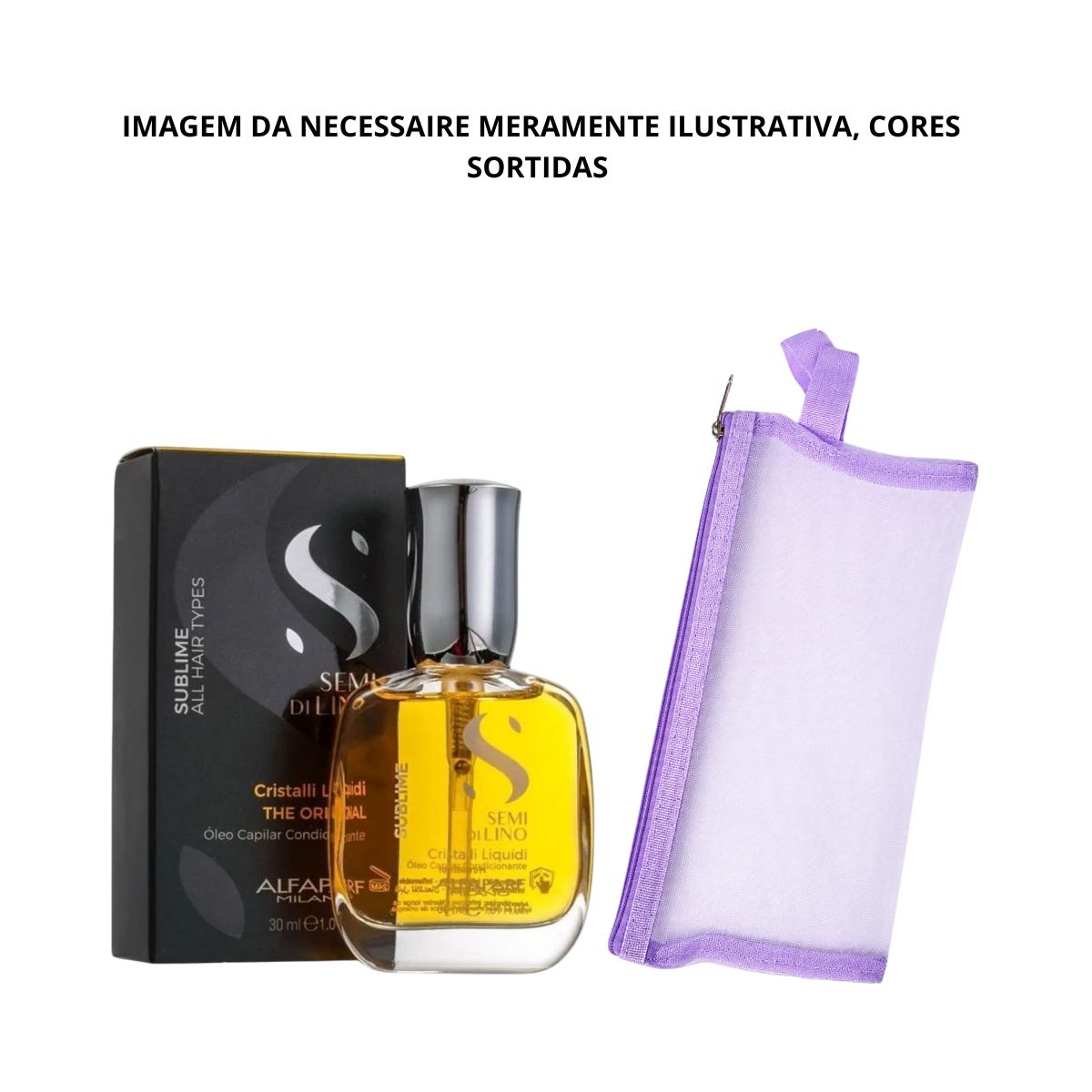 KIT ALFAPARF ÓLEO CAPILAR SEMI DI LINO SUBLIME CRISTALLI LÍQUIDI 30ML + NECESSAI