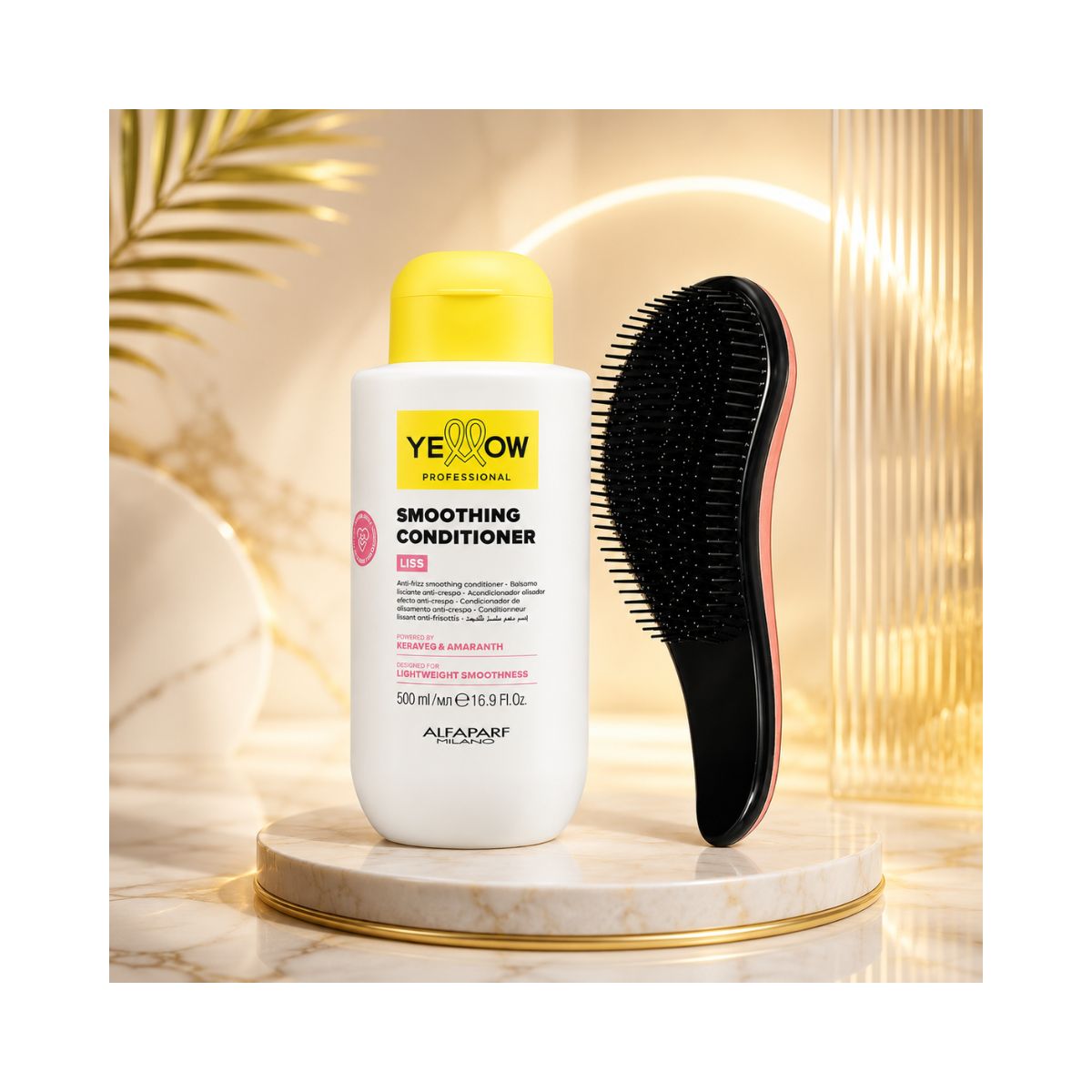 KIT YELLOW CONDICIONADOR SMOOTHING LISS 500ML + ESCOVA MÁGICA