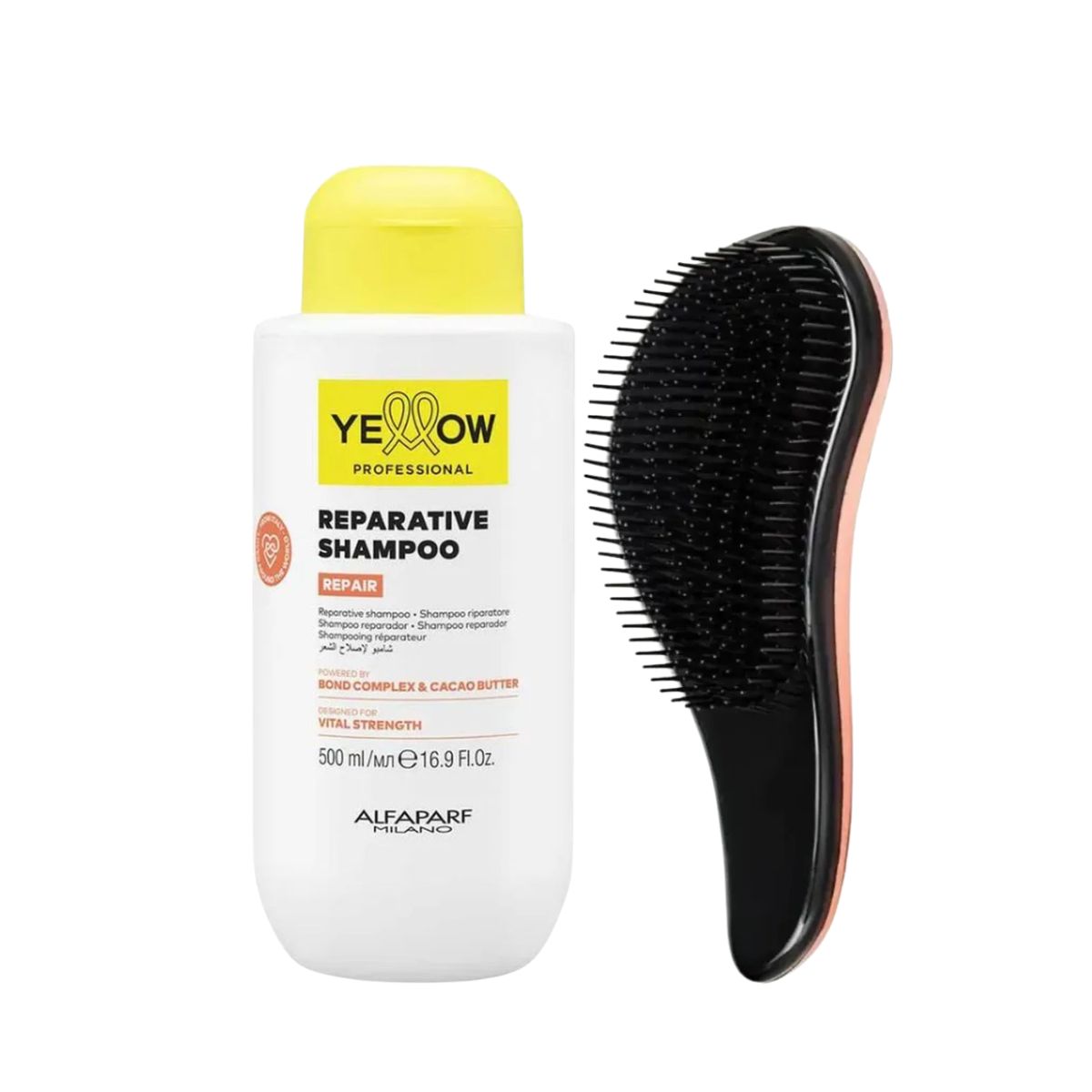 KIT YELLOW SHAMPOO REPAIR 500ML + ESCOVA MÁGICA