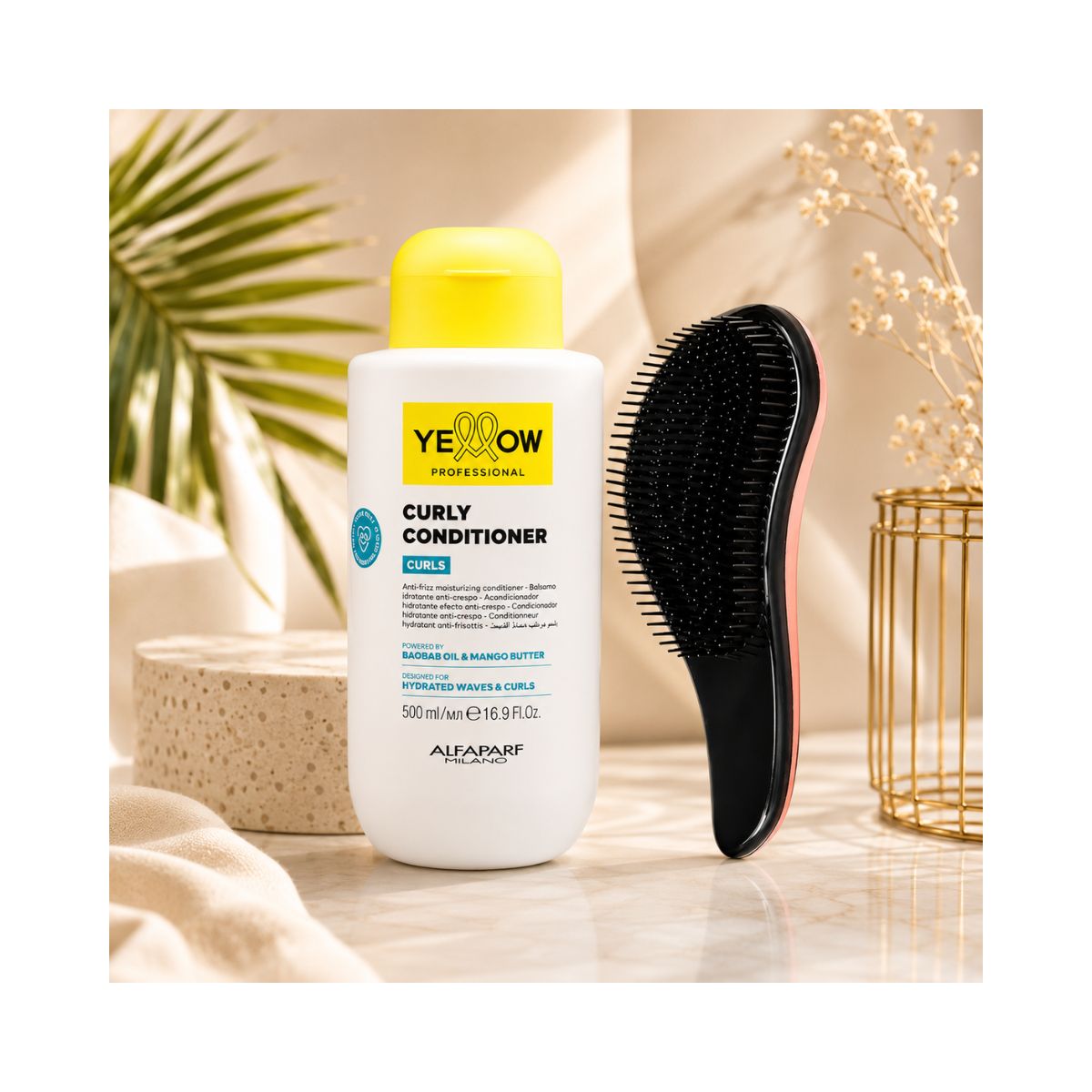 KIT YELLOW CONDICIONADOR CURLS 500ML + ESCOVA MÁGICA
