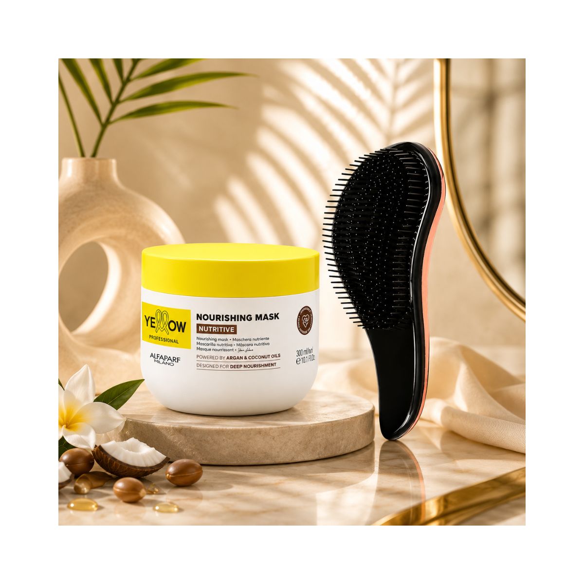 KIT YELLOW MÁSCARA NUTRITIVE 300ML + ESCOVA MÁGICA
