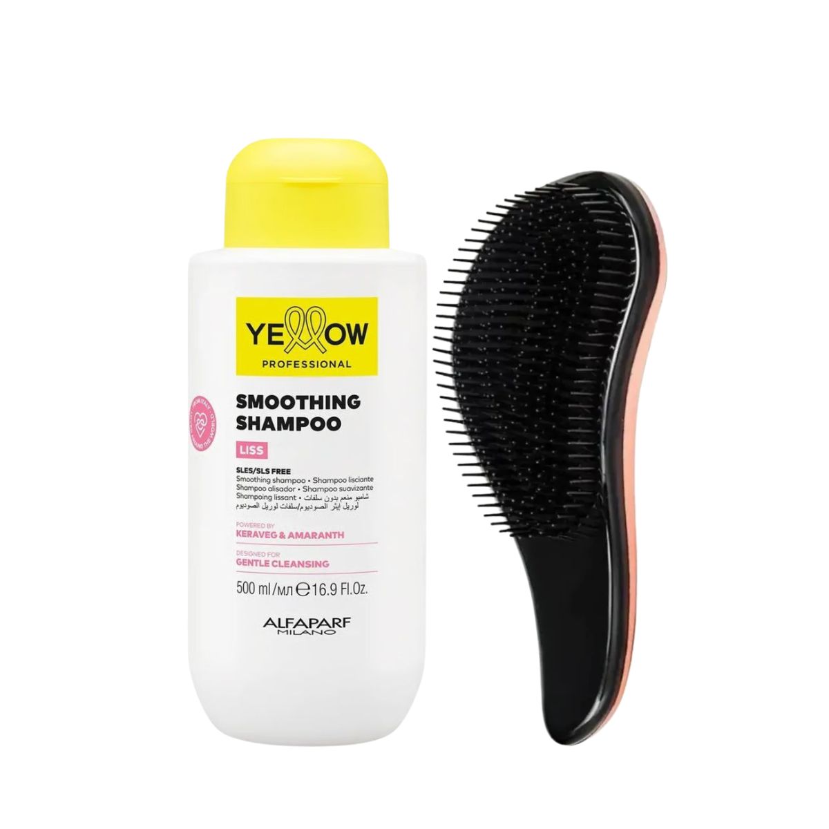 KIT YELLOW SHAMPOO SMOOTHING LISS 500ML + ESCOVA MÁGICA