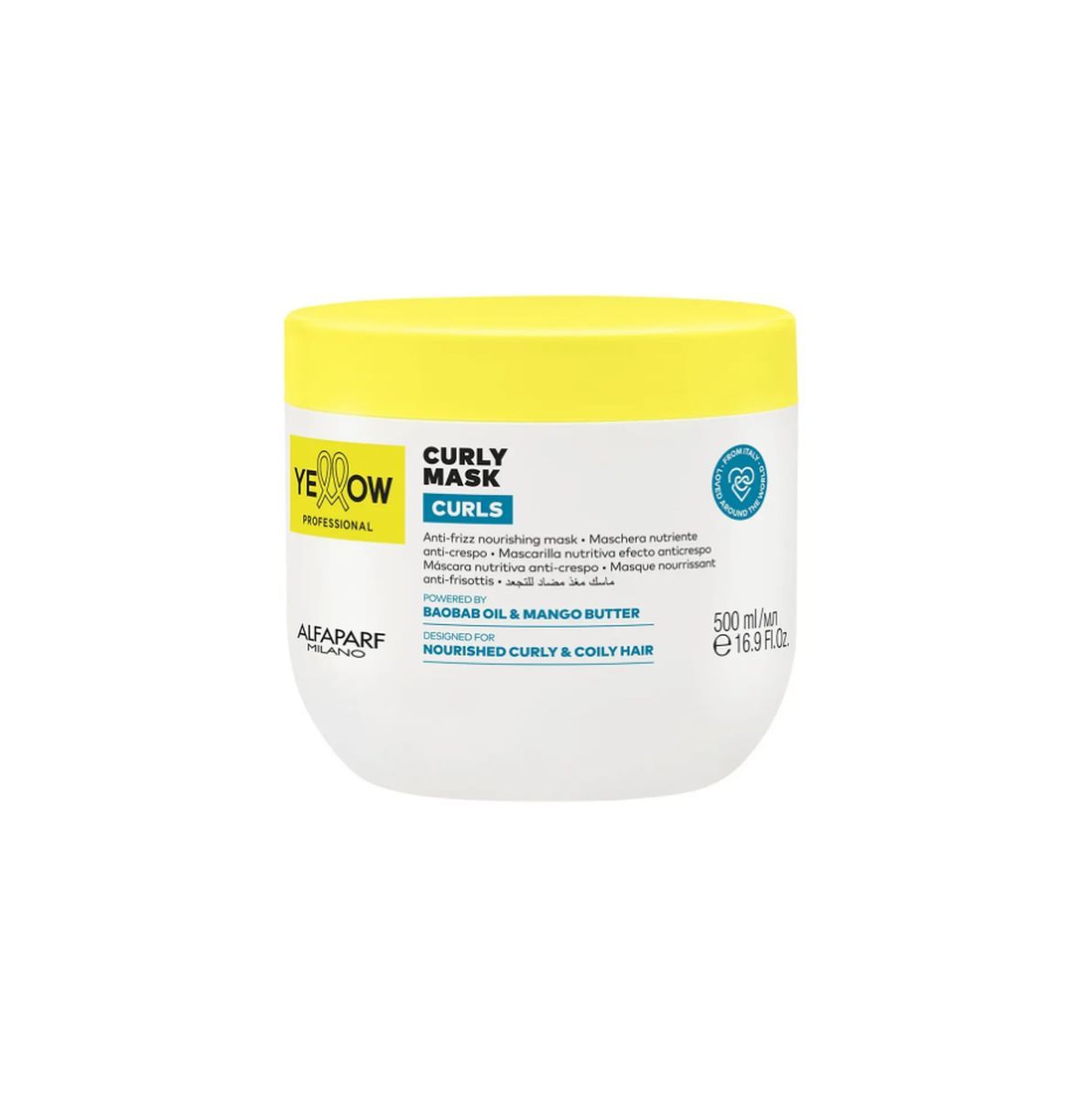 KIT YELLOW MÁSCARA CAPILAR CURLS 500ML + ESCOVA MÁGICA