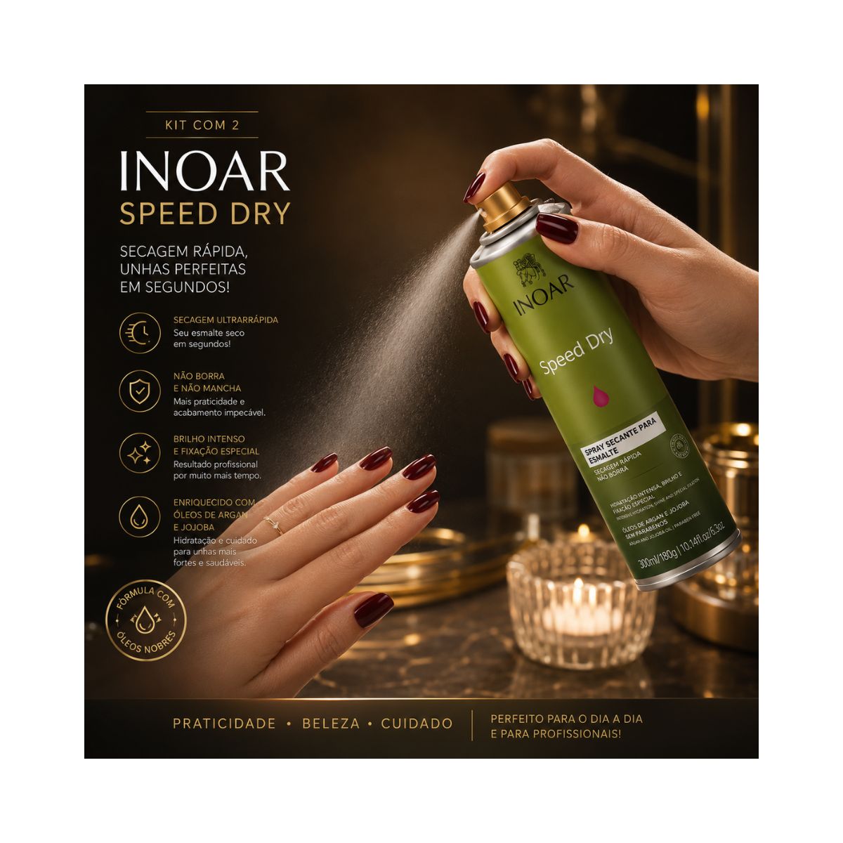 KIT INOAR 2 SECANTE DE ESMALTE 400ML