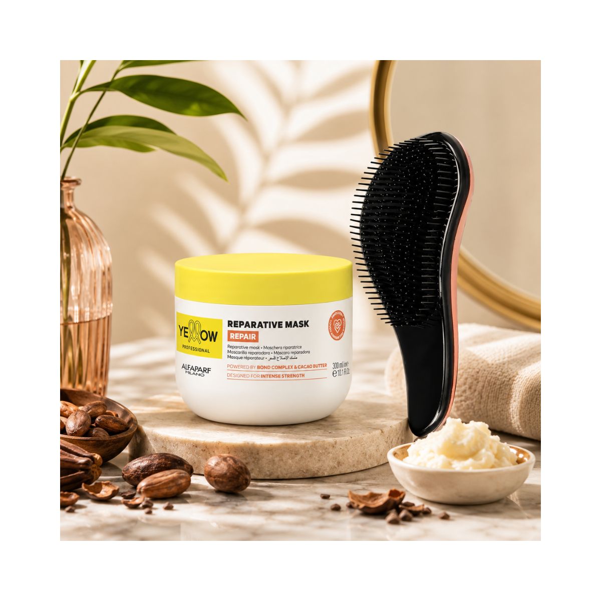 KIT YELLOW MÁSCARA REPAIR 300ML + ESCOVA MÁGICA