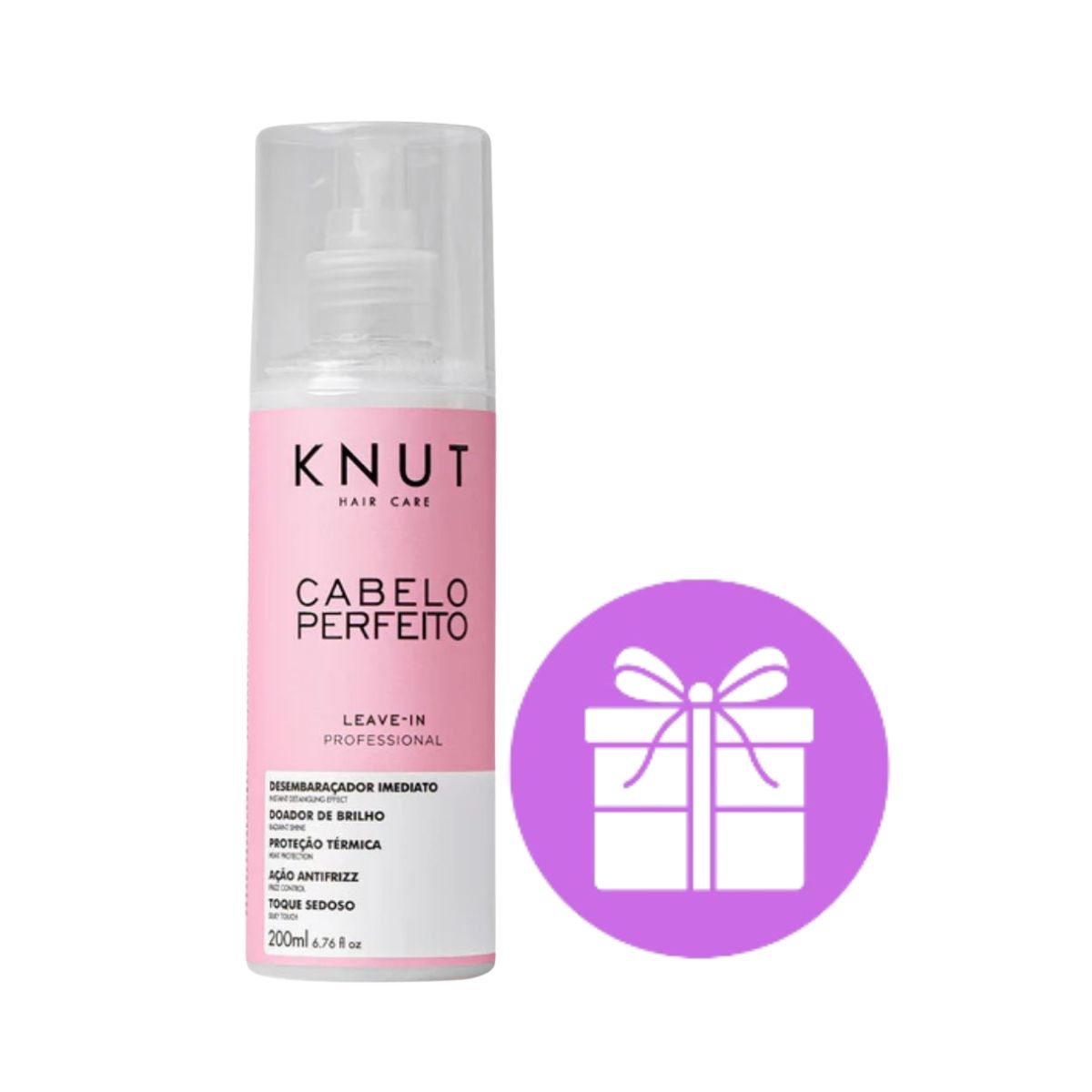 KIT KNUT LEAVE-IN SPRAY CABELO PERFEITO 200ML + ACESSORIOS SORTIDOS