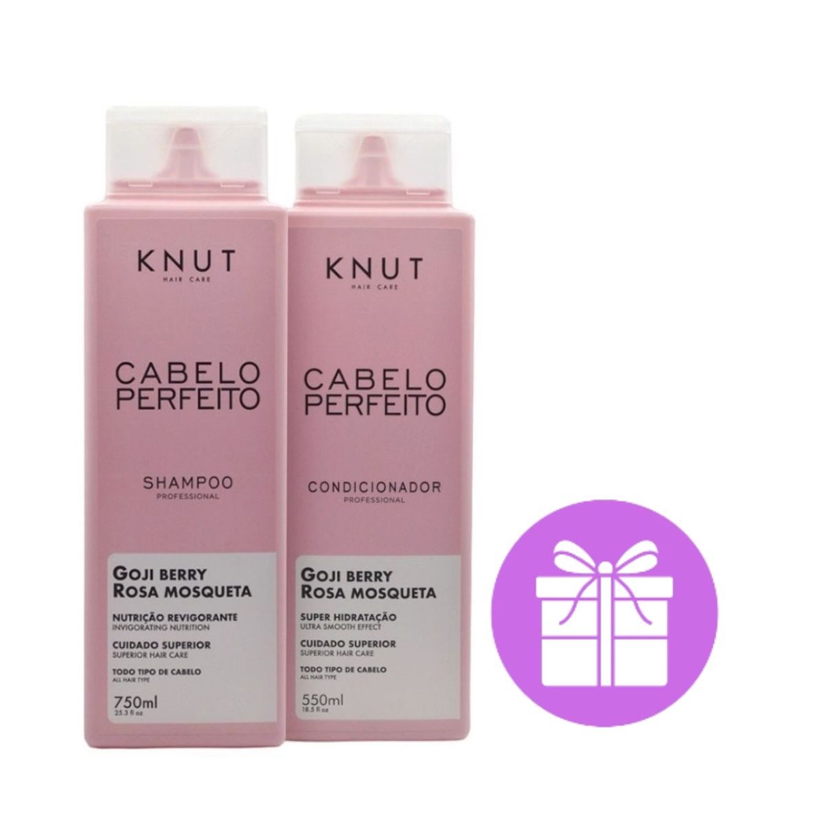 KIT KNUT SH 750ML + COND 500ML CABELO PERFEITO + ACESSORIO SORTIDO