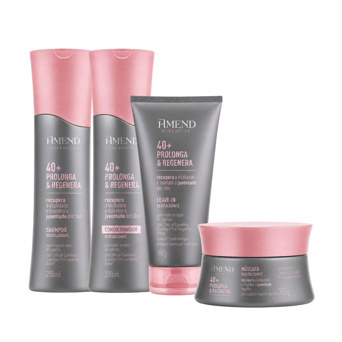 KIT AMEND SHAMPOO + CONDICIONADOR + MÁSCARA + LEAVE EXPERTISE PROLONGA E REGENER
