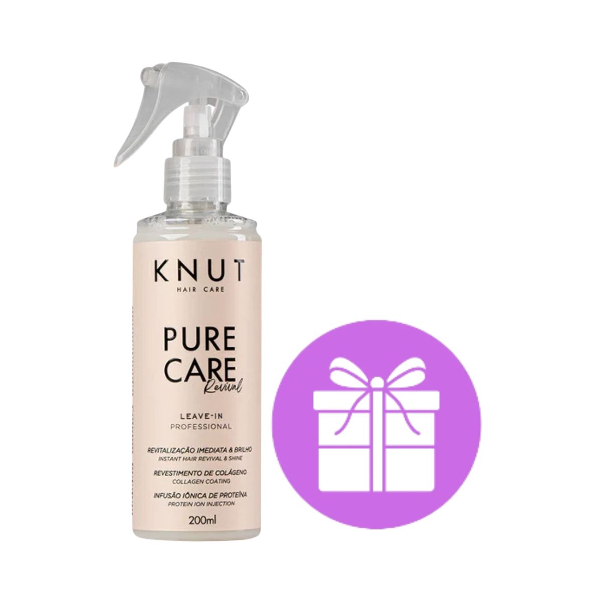 KIT KNUT LEAVE-IN SPRAY PURE CARE REVIVAL 200ML + ACESSORIO SORTIDO