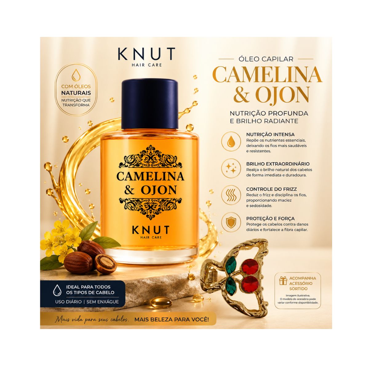 KIT KNUT ELIXIR CAMELINA E OJON 8ML + ACESSORIO SORTIDO
