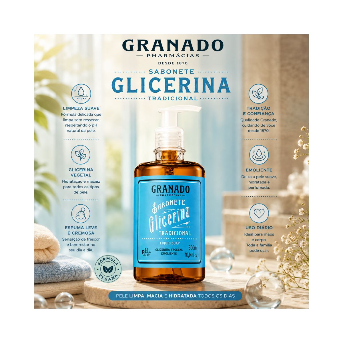 SABONETE LÍQUIDO GLICERINA TRADICIONAL GRANADO 300ML
