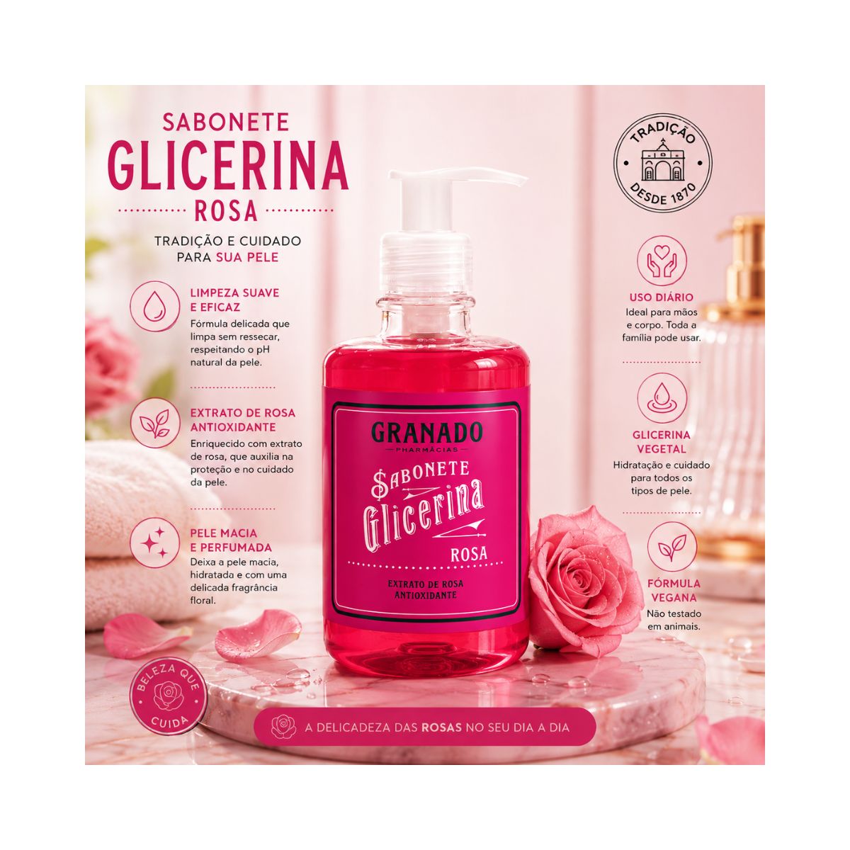 SABONETE LÍQUIDO GLICERINA ROSA GRANADO 300ML