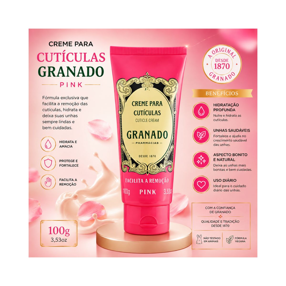 CREME PARA CUTÍCULAS PINK GRANADO 100G