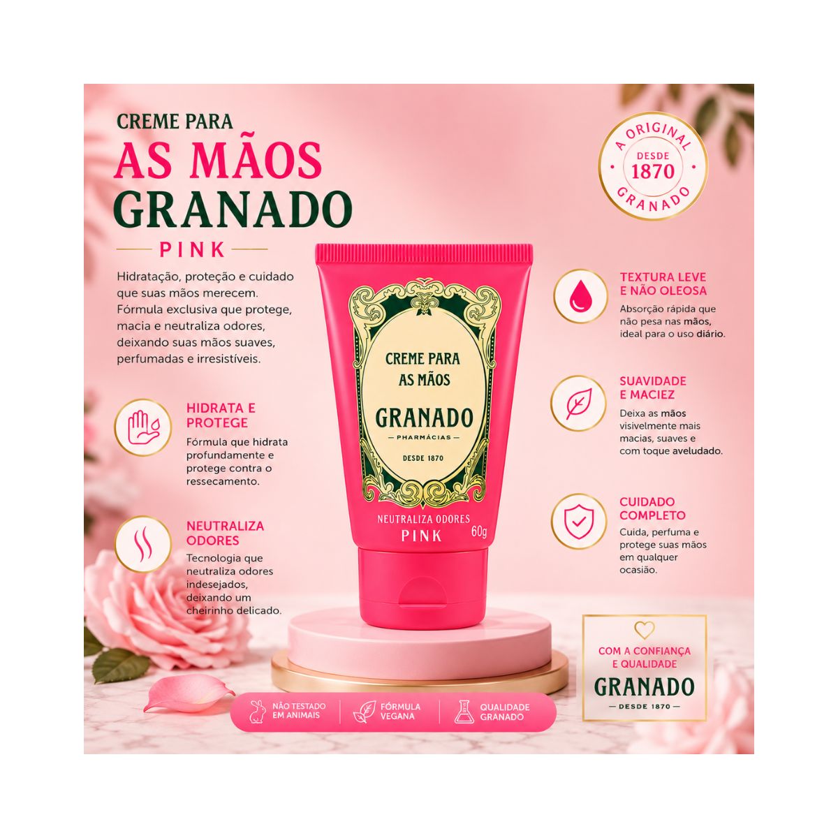 CREME PARA MÃOS PINK GRANADO 60G