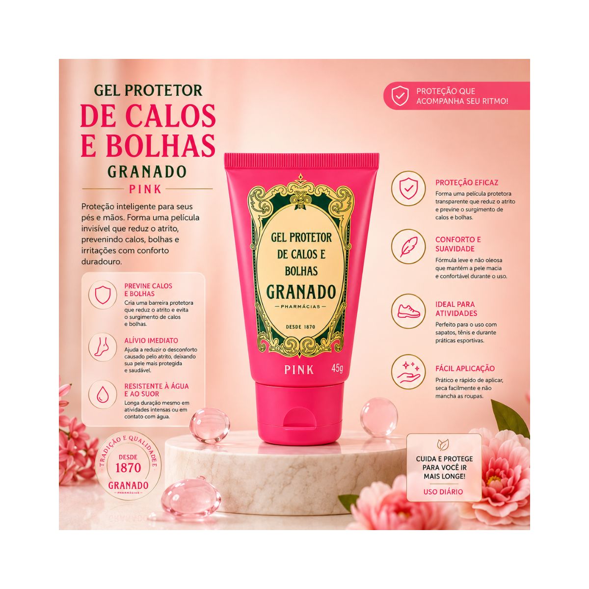 GEL PROTETOR DE CALOS E BOLHAS PINK GRANADO 45G