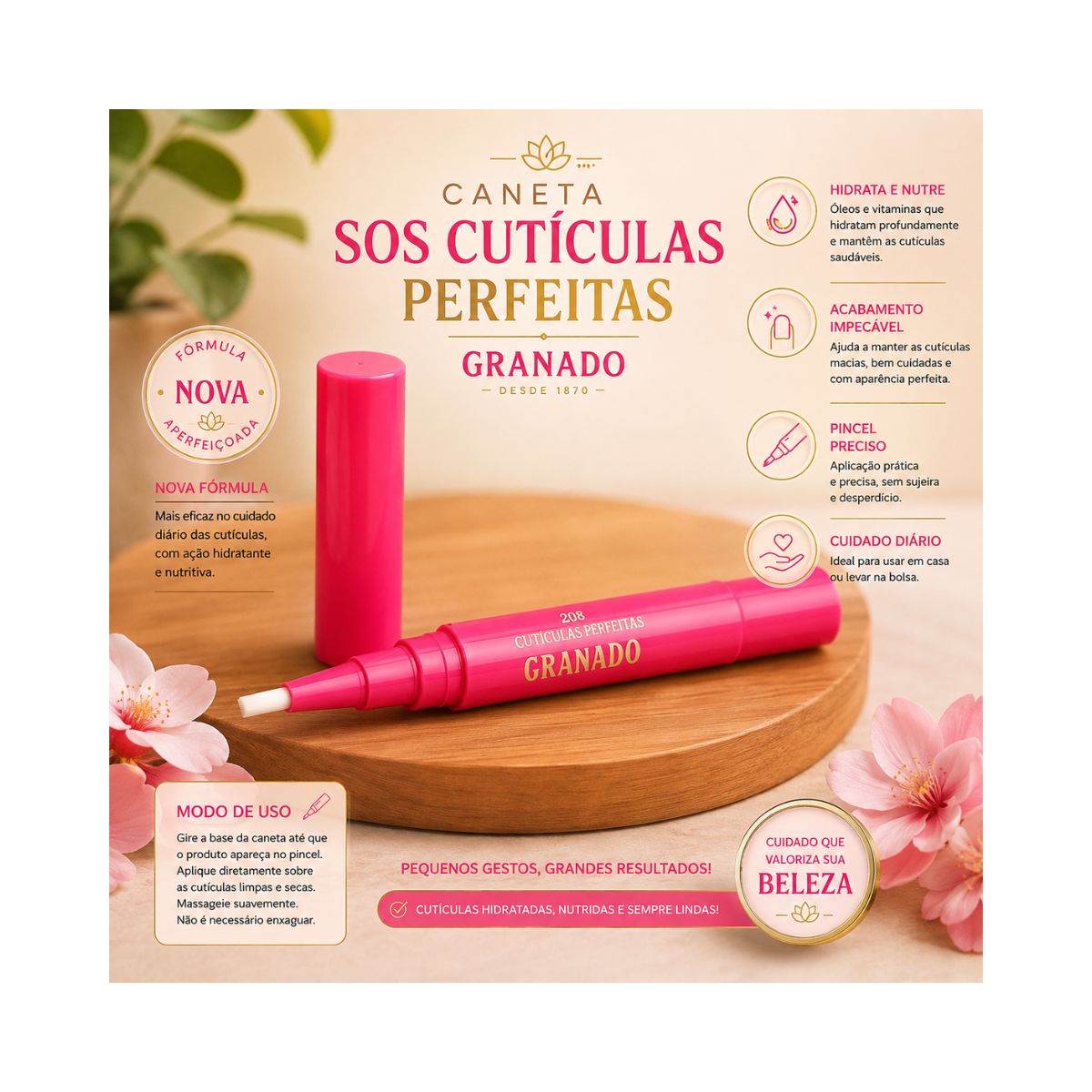 CANETA HIDRATANTE SOS CUTÍCULAS PERFEITAS PINK GRANADO 3,5G