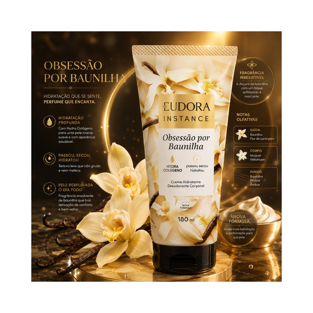 LOÇÃO HIDRATANTE BAUNILHA INSTANCE EUDORA 180ML
