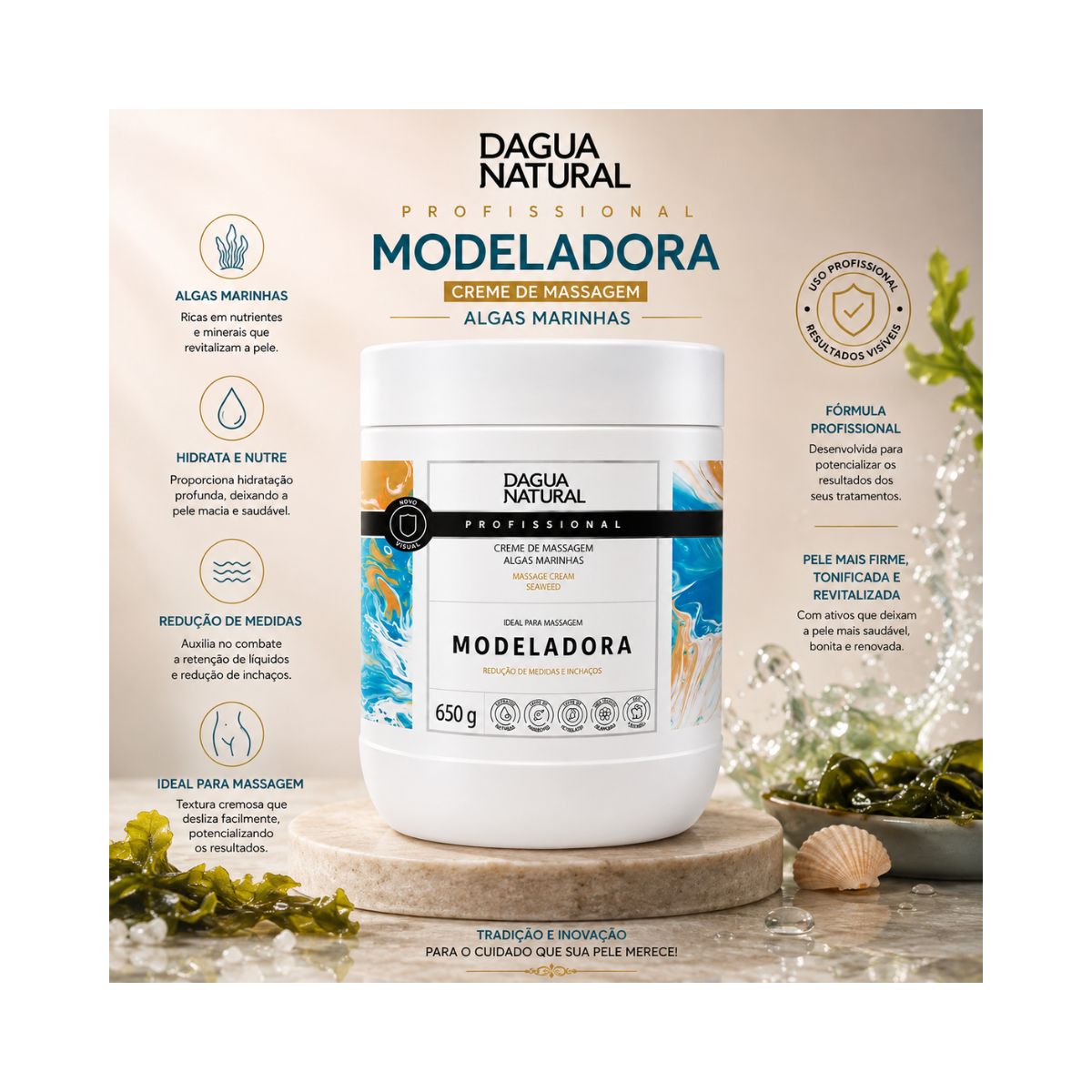 KIT DAGUA NATURAL CREME ALGAS MARINHAS 650G + AEROSOL BLUE GIOVANNA BABY 150ML