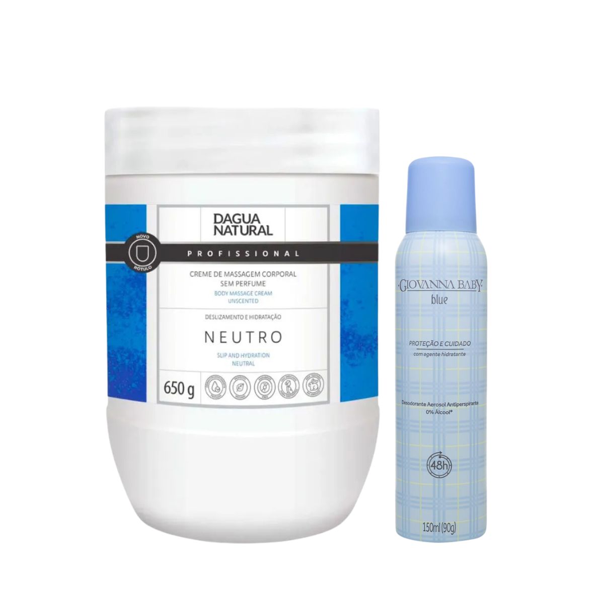 KIT DAGUA NATURA CREME NEUTRO 650G + AEROSOL BLUE GIOVANNA BABY 150ML