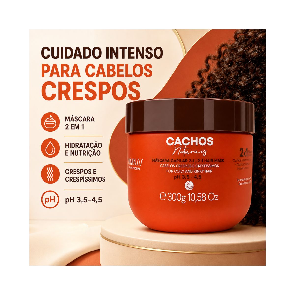 MÁSCARA 2 EM 1 NO POO CACHOS NATURAIS ARVENSIS 300G