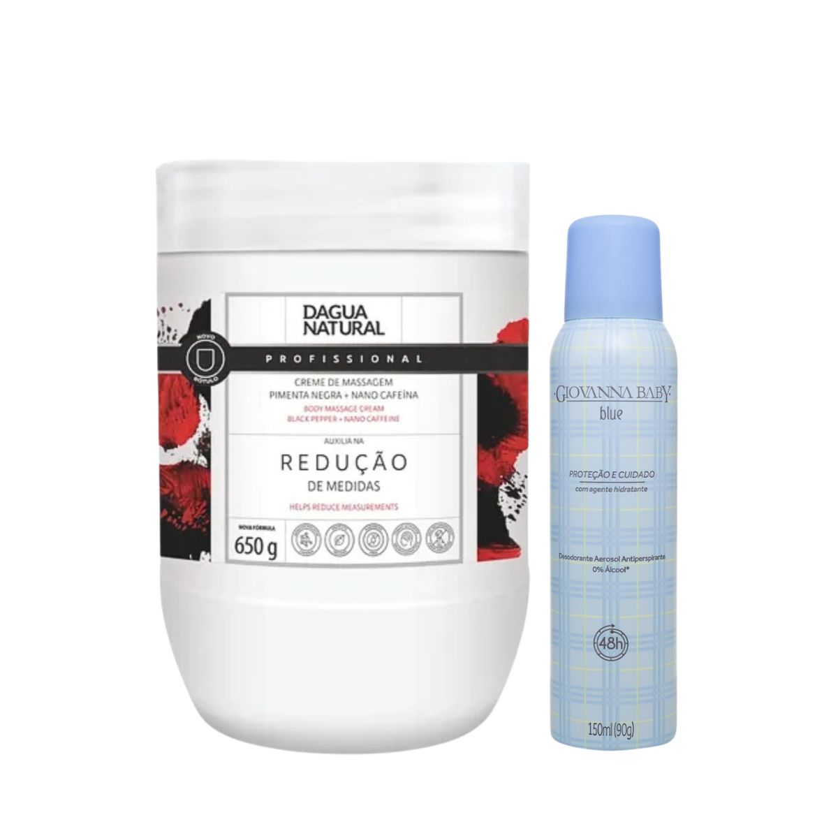 KIT DAGUA NATURAL CREME PIMENTA NEGRA NANO 650G + AEROSOL BLUE GIOVANNA BABY 150