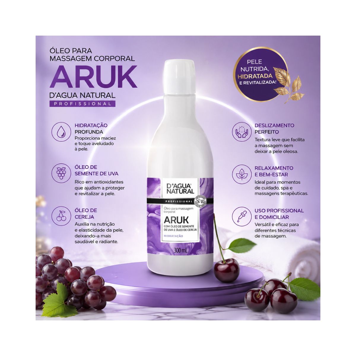 KIT DAGUA NATURAL ÓLEO DE MASSAGEM ARUK 300ML + AEROSOL BLUE GIOVANNA BABY 150ML