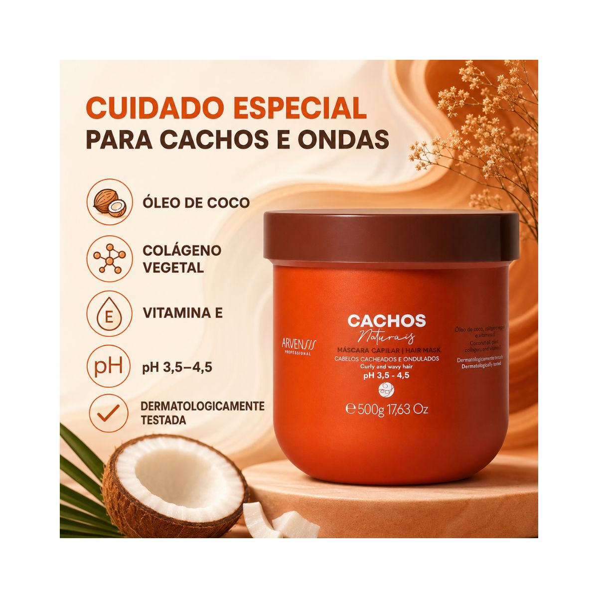 MÁSCARA 2 EM 1 NO POO CACHOS NATURAIS ARVENSIS 500G