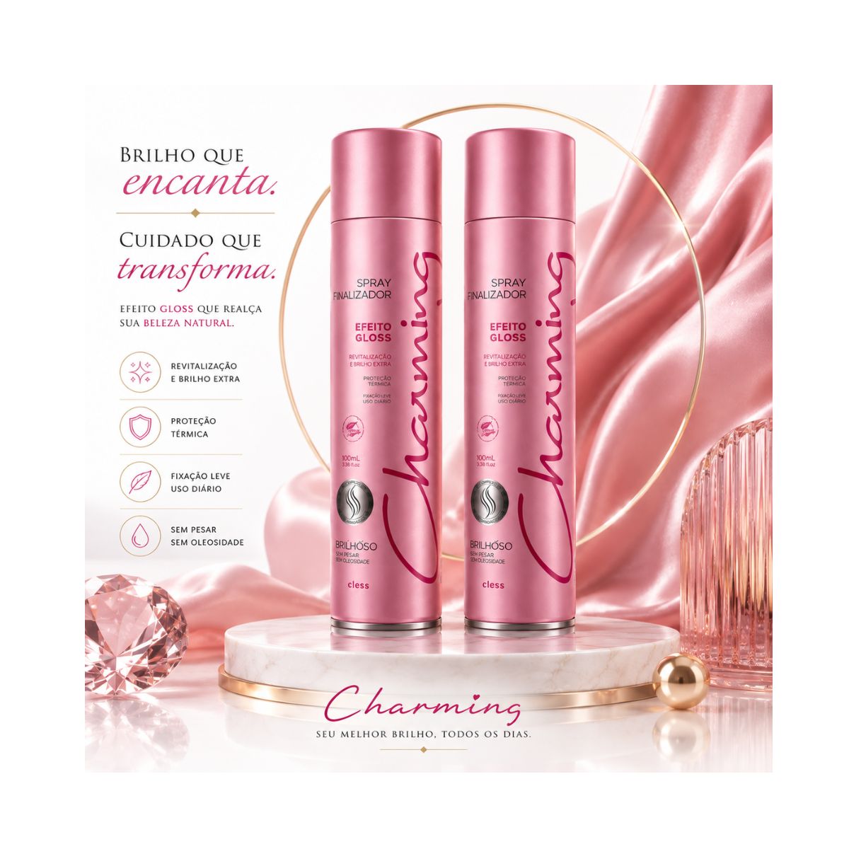KIT 2 CLESS SPRAY BRILHO INTENSO EFEITO GLOSS 400ML