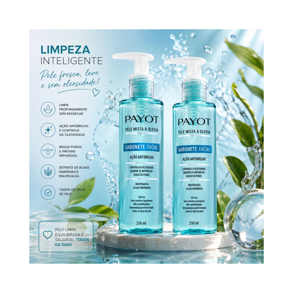 KIT PAYOT 2 SABONETE FACIAL PELE MISTA OLEOSA 210ML