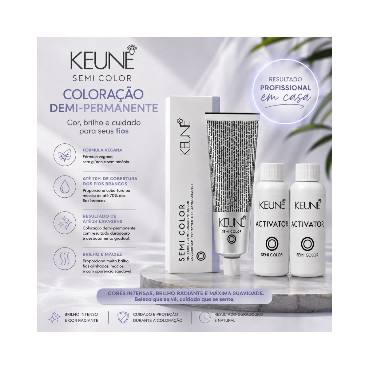 KIT KEUNE COLORAÇÃO SEMI COLOR 6.19 LOURO ESCURO CINZA MATTE 60ML + 2 ACTIVATOR