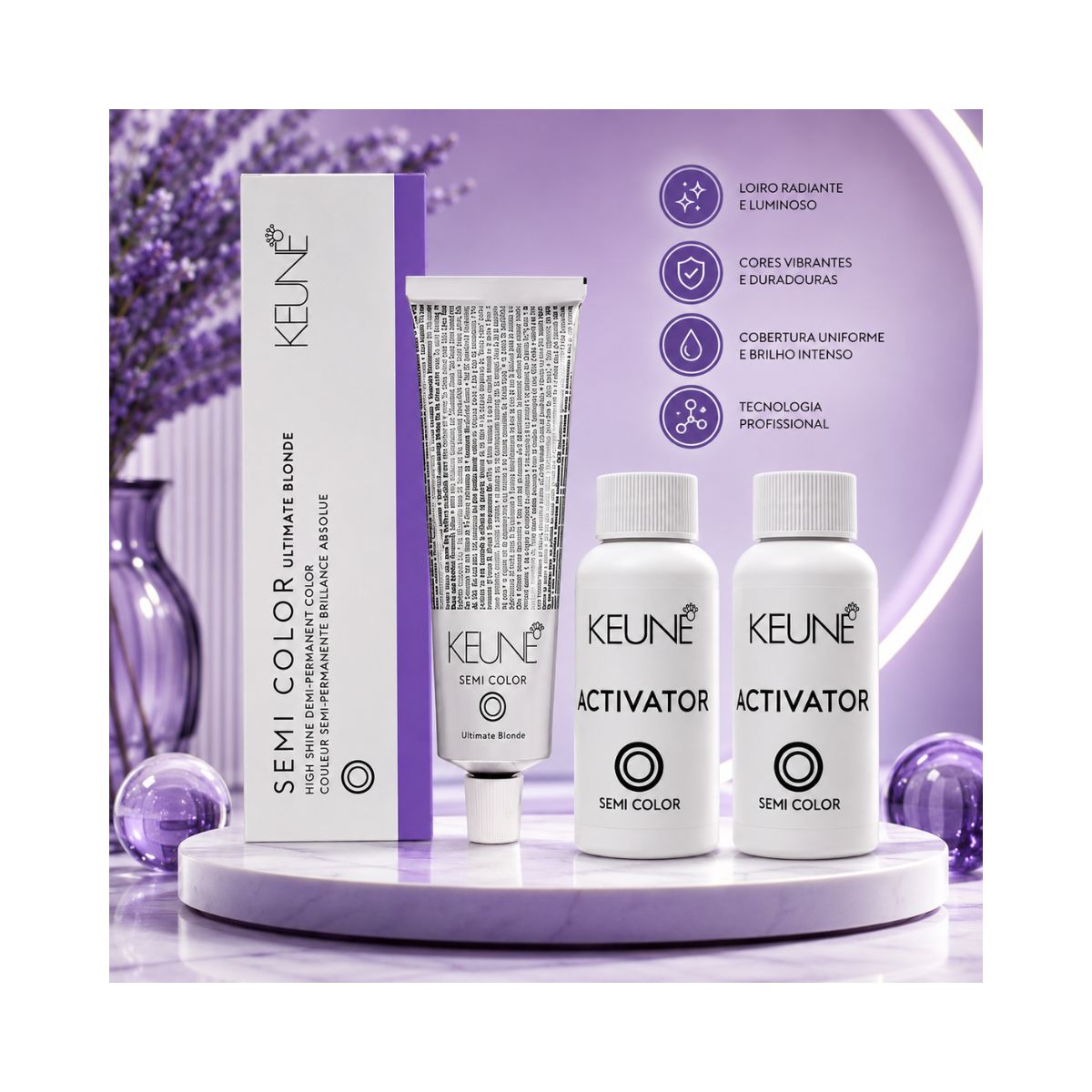 KIT KEUNE COLORAÇÃO SEMI COLOR 10.7 LOURO EXTRA CLARO VIOLETA 60ML + 2 ACTIVATO