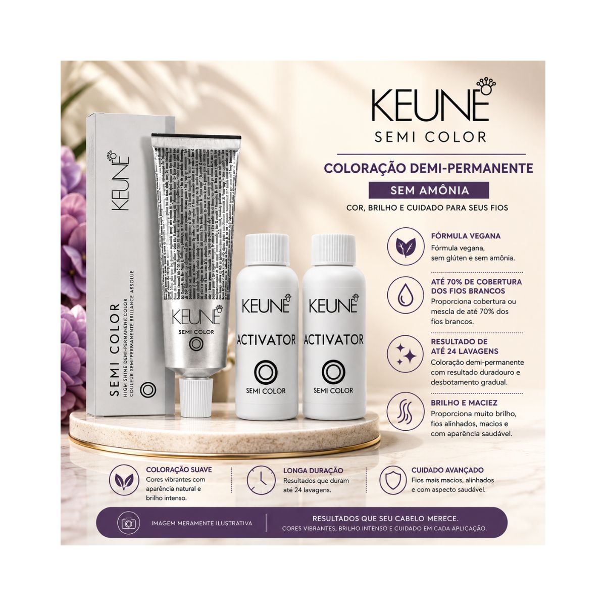 KIT KEUNE COLORAÇÃO SEMI COLOR 8 LOURO CLARO 60ML + 2 ACTIVATOR KEUNEI COLOR 60M