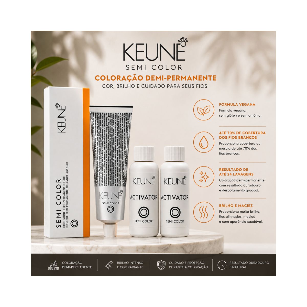 KIT KEUNE COLORAÇÃO SEMI COLOR 7.43 LOURO MEDIO COBRE DOURADO 60ML + ACTIVATOR S
