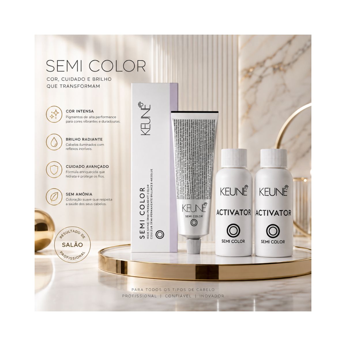 KIT KEUNE COLORAÇÃO SEMI COLOR 9.1 LOURO MUITO CLARO CINZA 60ML + 2 ACTIVATOR SE