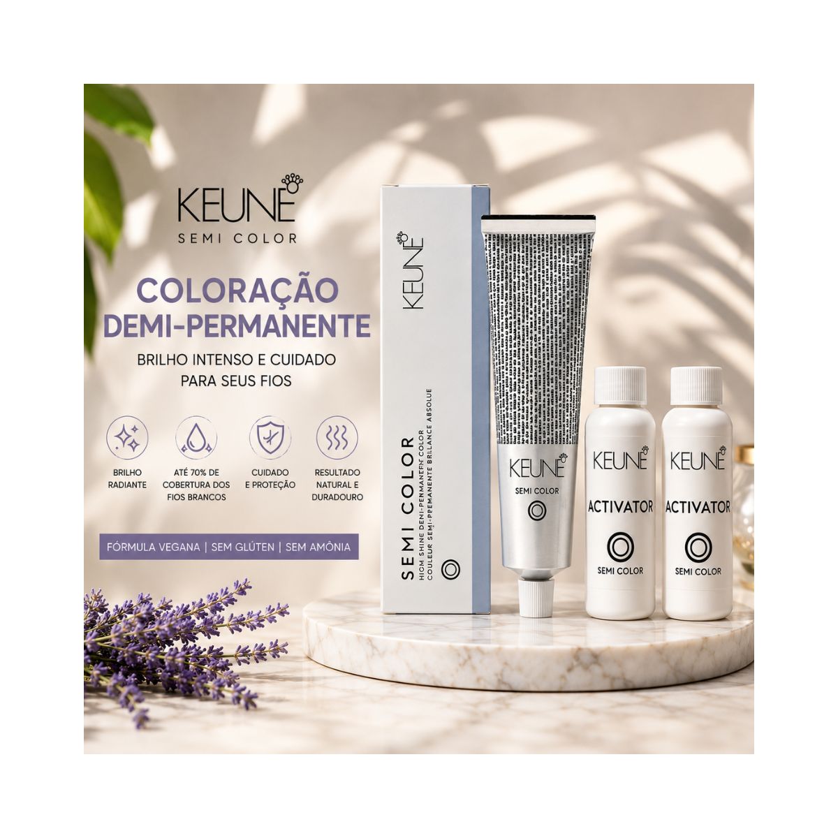 KIT KEUNE COLORAÇÃO SEMI COLOR 7.18 LOURO MEDIO METALICO 60ML + 2 ACTIVATOR SEMI