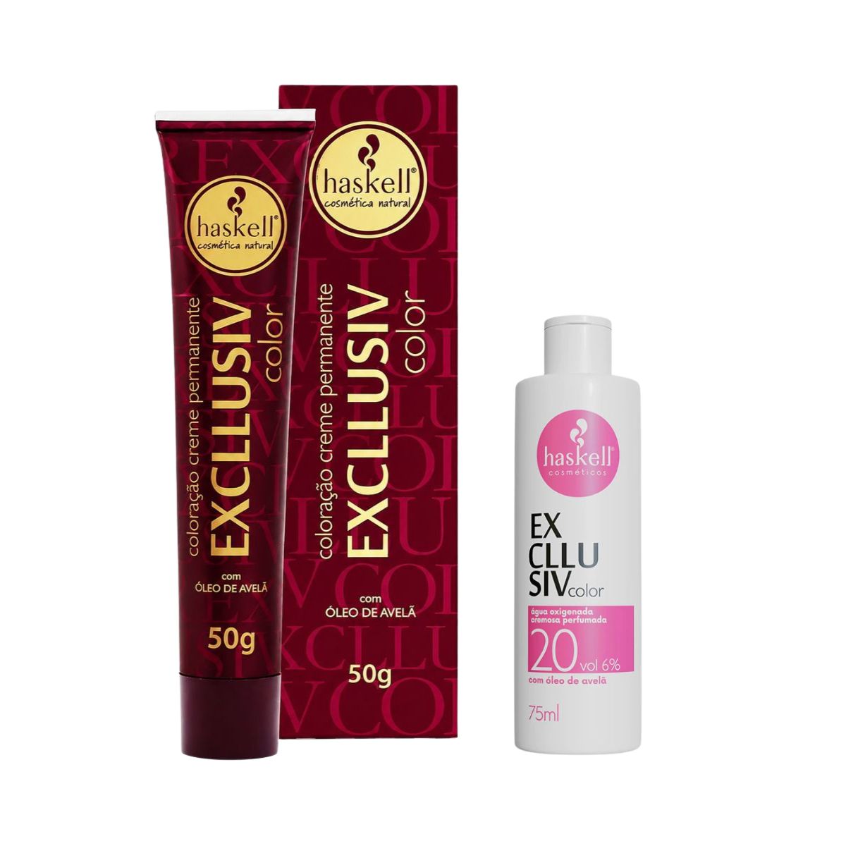 KIT HASKELL COLORAÇÃO 7.1 LOURO MÉDIO ACINZENTADO + OX 20 VOLUMES 75ML