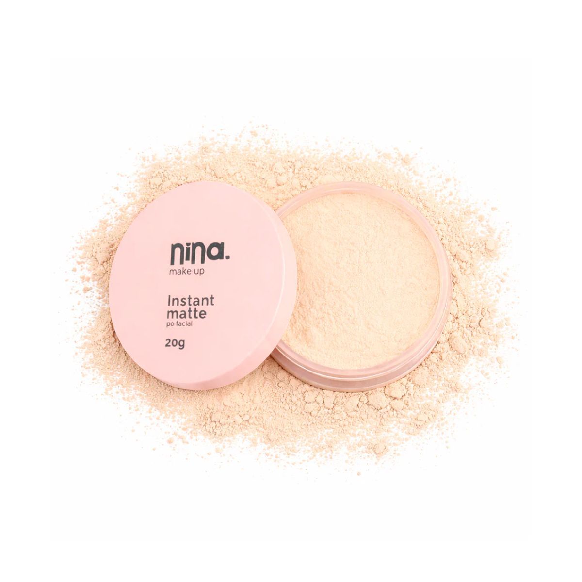 KIT NINA MAKEUP PÓ FACIAL SOLTO INSTANT MATTE COR 1 + ESPONJA MAQUIAGEM