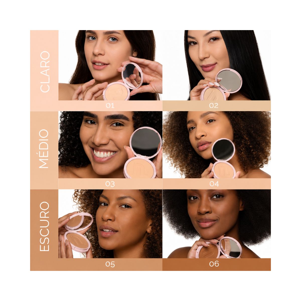 KIT NINA MAKEUP PÓ COMPACTO INSTANT MATTE COR 2 + ESPONJA MAQUIAGEM