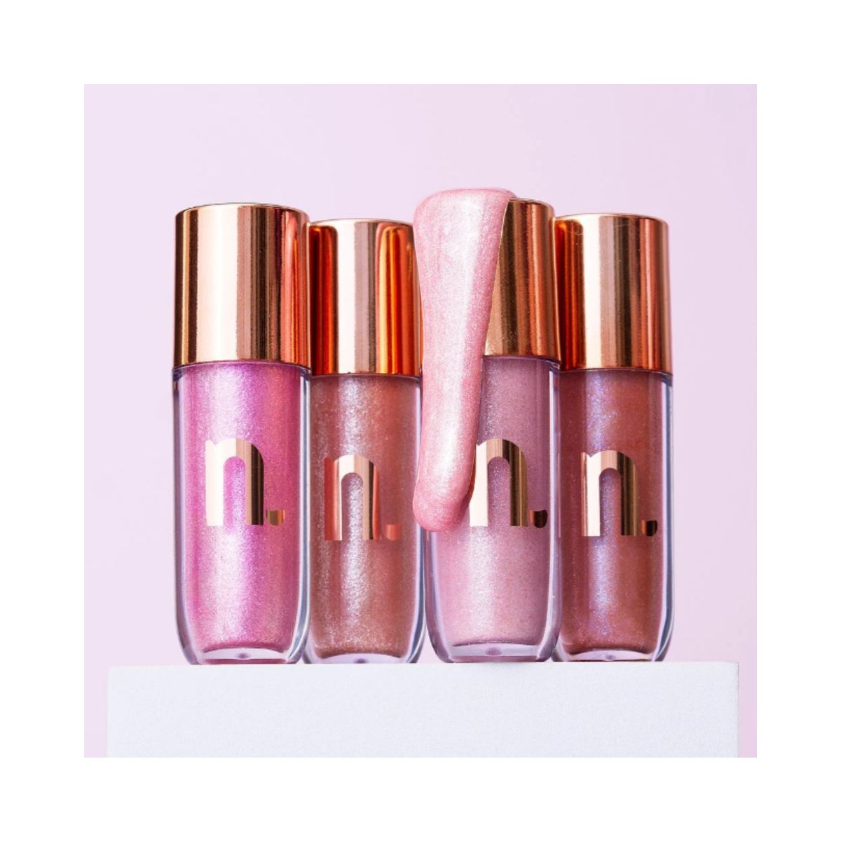 KIT NINA MAKEUP GLOSS LABIAL INSTANT GLOW QUARTZO ROSA + ESPONJA MAQUIAGEM
