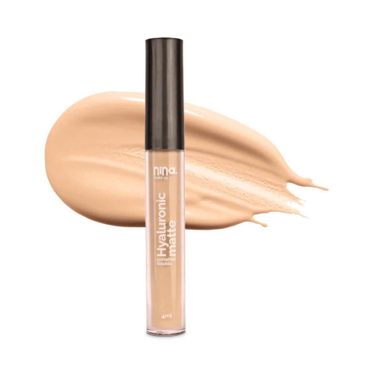 KIT NINA MAKEUP CORRETIVO LÍQUIDO HYALURONIC MATTE COR 2 + ESPONJA MAQUIAGEM