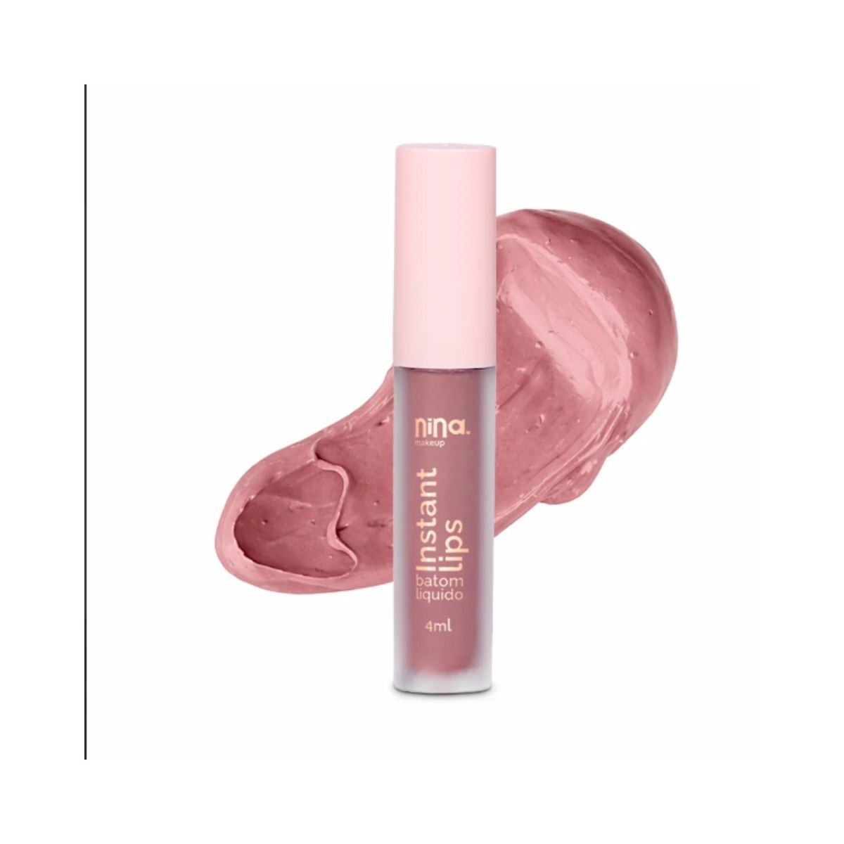 KIT NINA MAKEUP BATOM LÍQUIDO MATTE INSTANT LIPS BRIDE + ESPONJA MAQUIAGEM