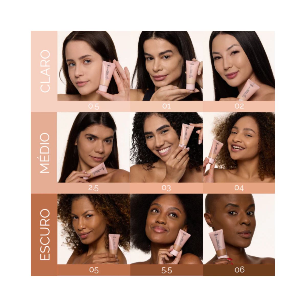 KIT NINA MAKEUP BASE LÍQUIDA HYALURONIC MATTE COR 2 + ESPONJA MAQUIAGEM