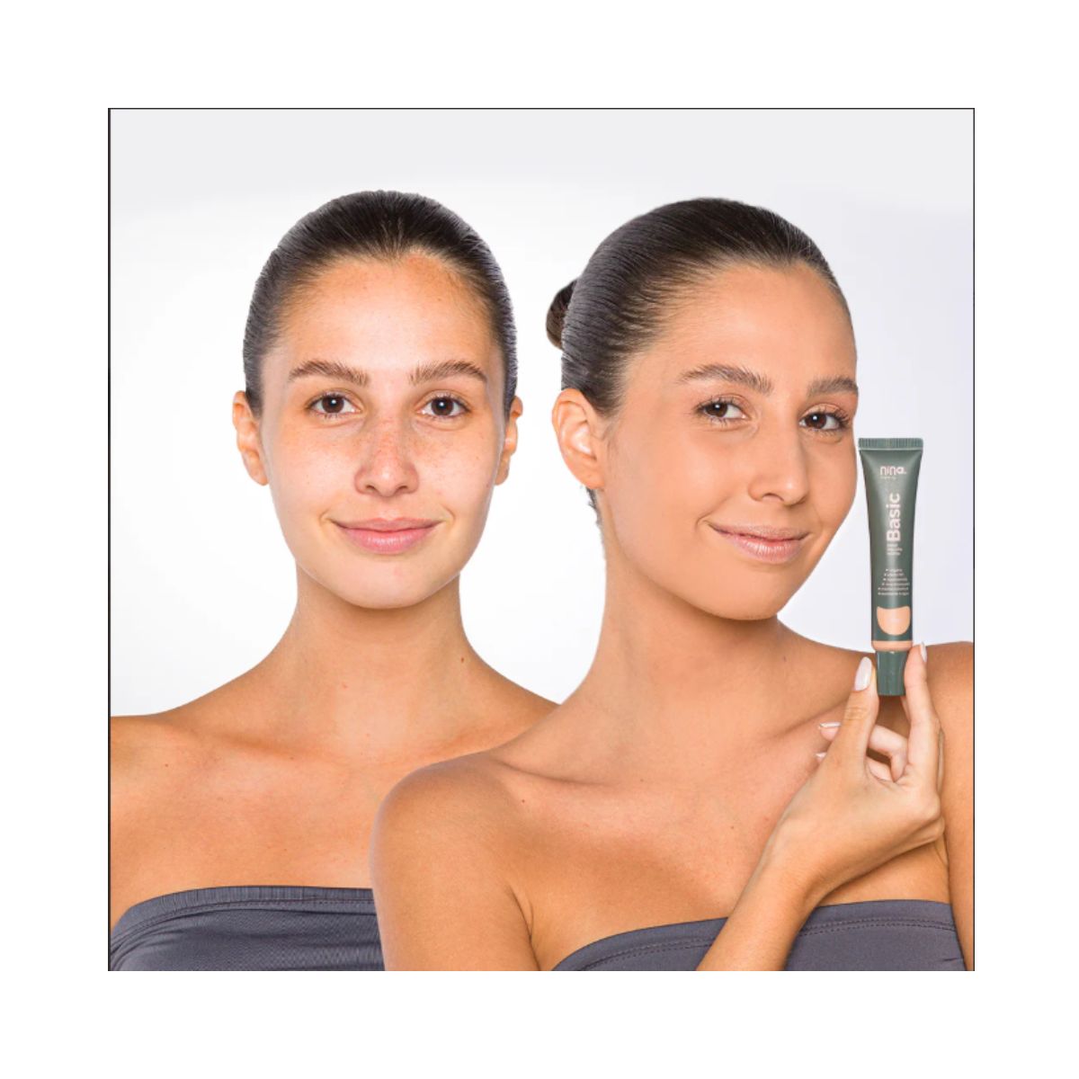 KIT NINA MAKEUP BASE LÍQUIDA MATTE BASIC COR 6 + ESPONJA MAQUIAGEM