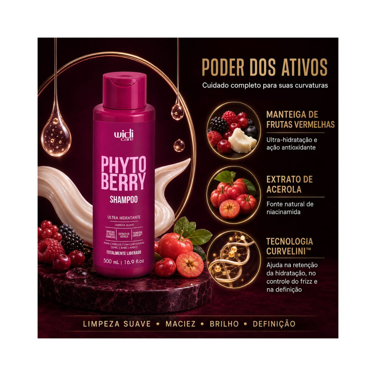SHAMPOO ULTRA HIDRATANTE PHYTOBERRY WIDI CARE 500ML