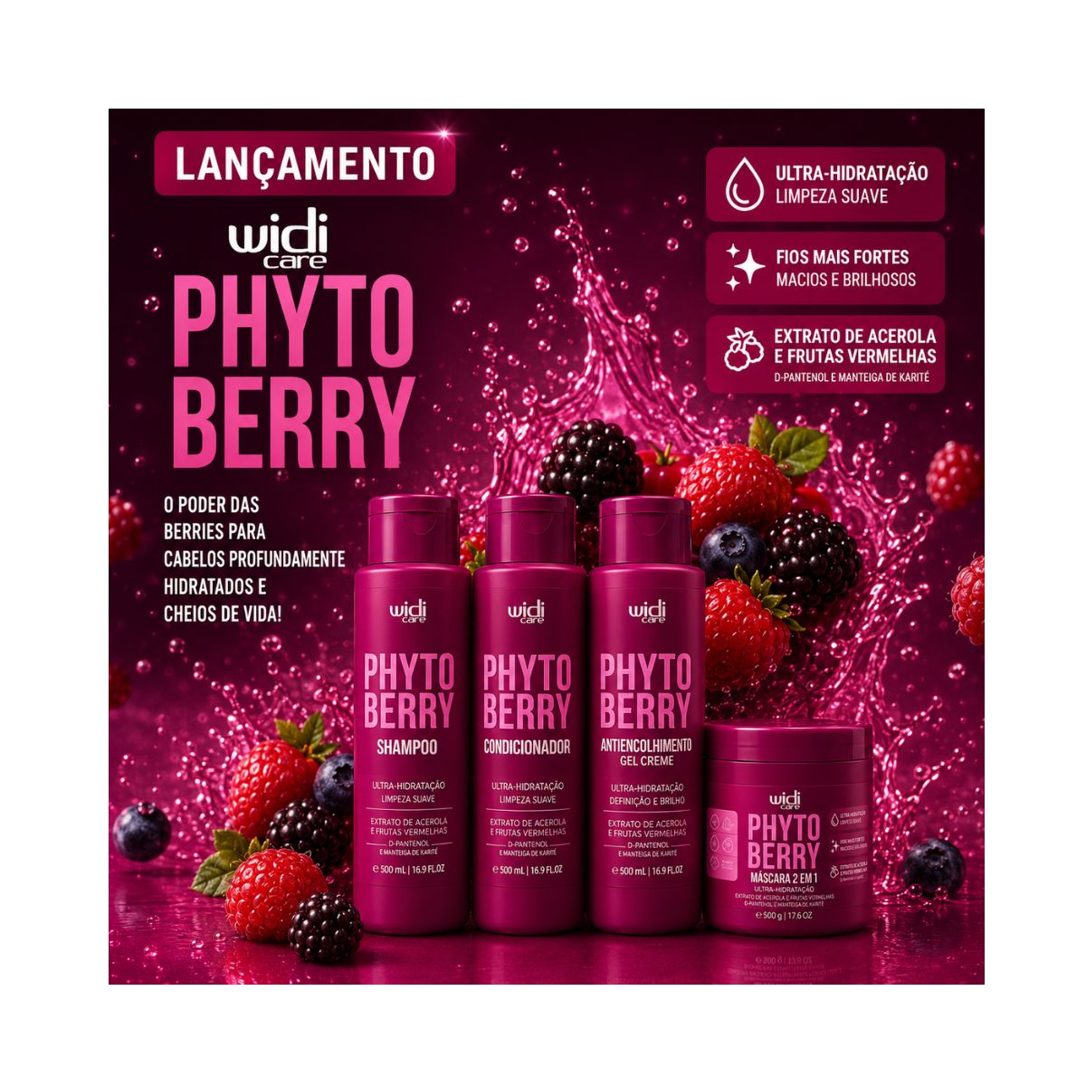 SHAMPOO ULTRA HIDRATANTE PHYTOBERRY WIDI CARE 500ML