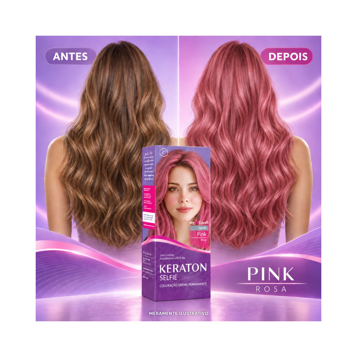 COLORAÇÃO KERATON SELFIE MY CRUSH HOT PINK KERT 50G